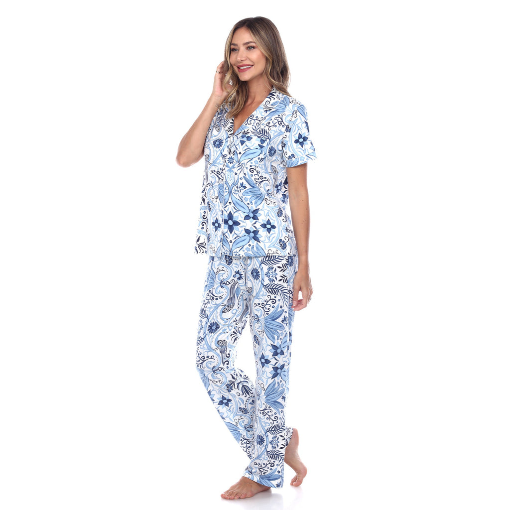 Women's Short Sleeve & Pants Tropical Pajama Set