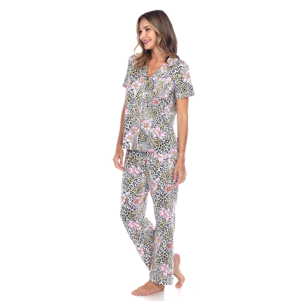 Women's Short Sleeve & Pants Tropical Pajama Set