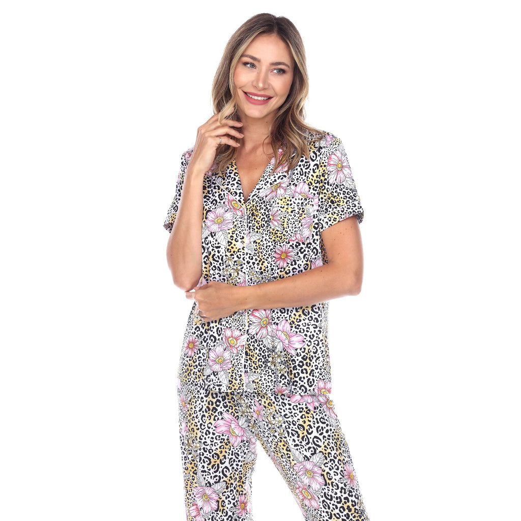 Women's Short Sleeve & Pants Tropical Pajama Set