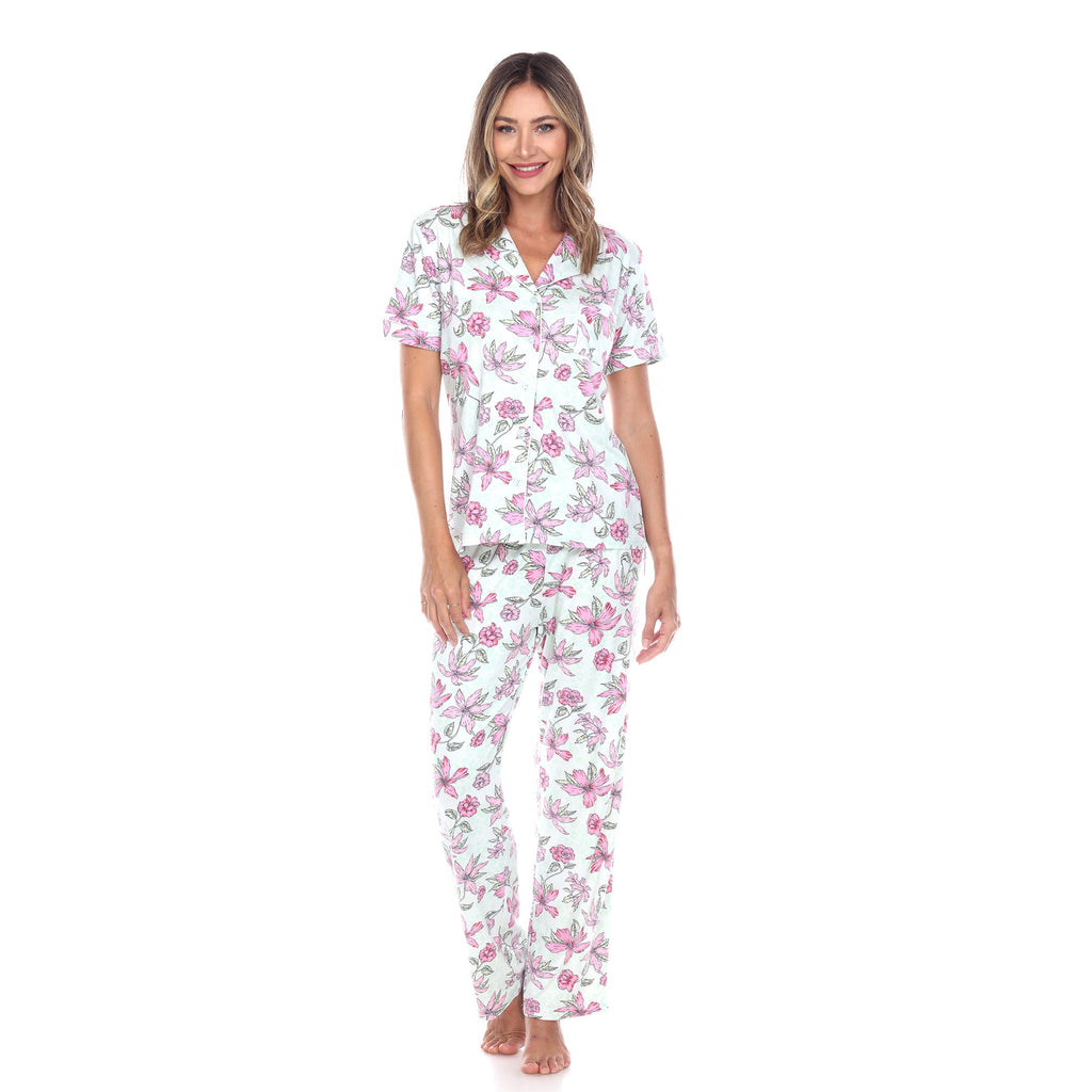 Women's Short Sleeve & Pants Tropical Pajama Set