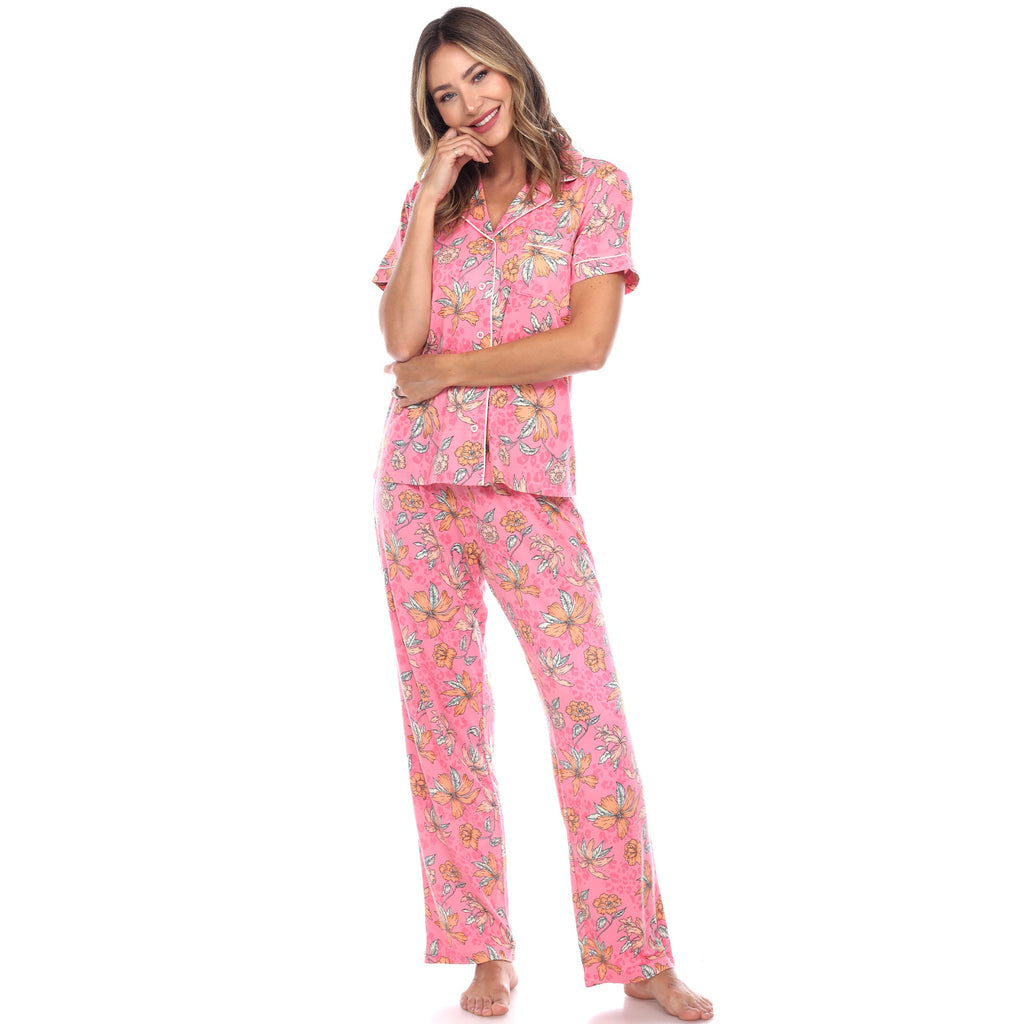 Women's Short Sleeve & Pants Tropical Pajama Set