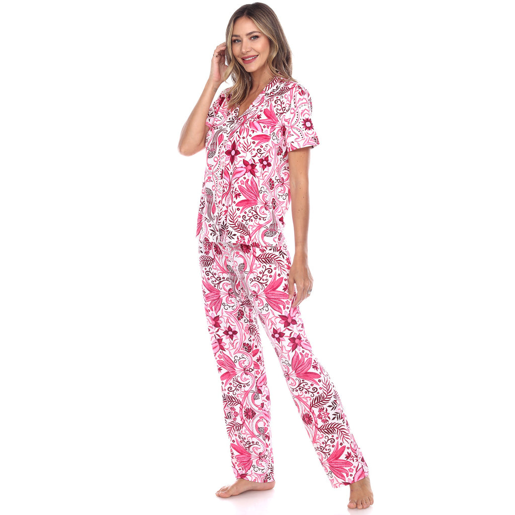 Women's Short Sleeve & Pants Tropical Pajama Set