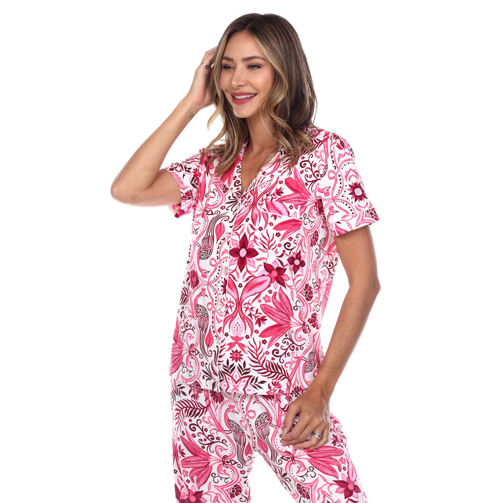 Women's Short Sleeve & Pants Tropical Pajama Set