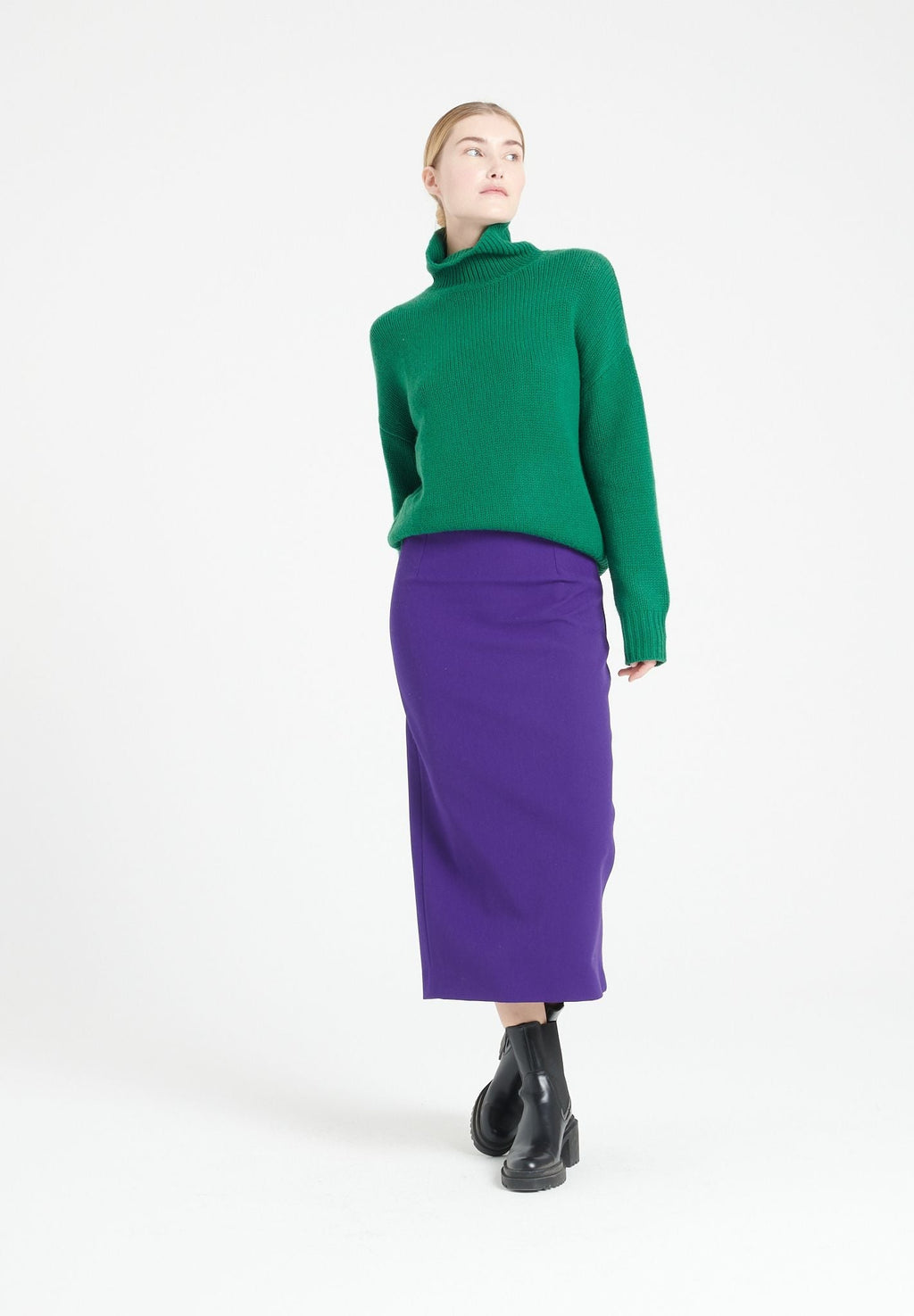 MIA 9 10-thread cashmere chimney-neck sweater emerald green