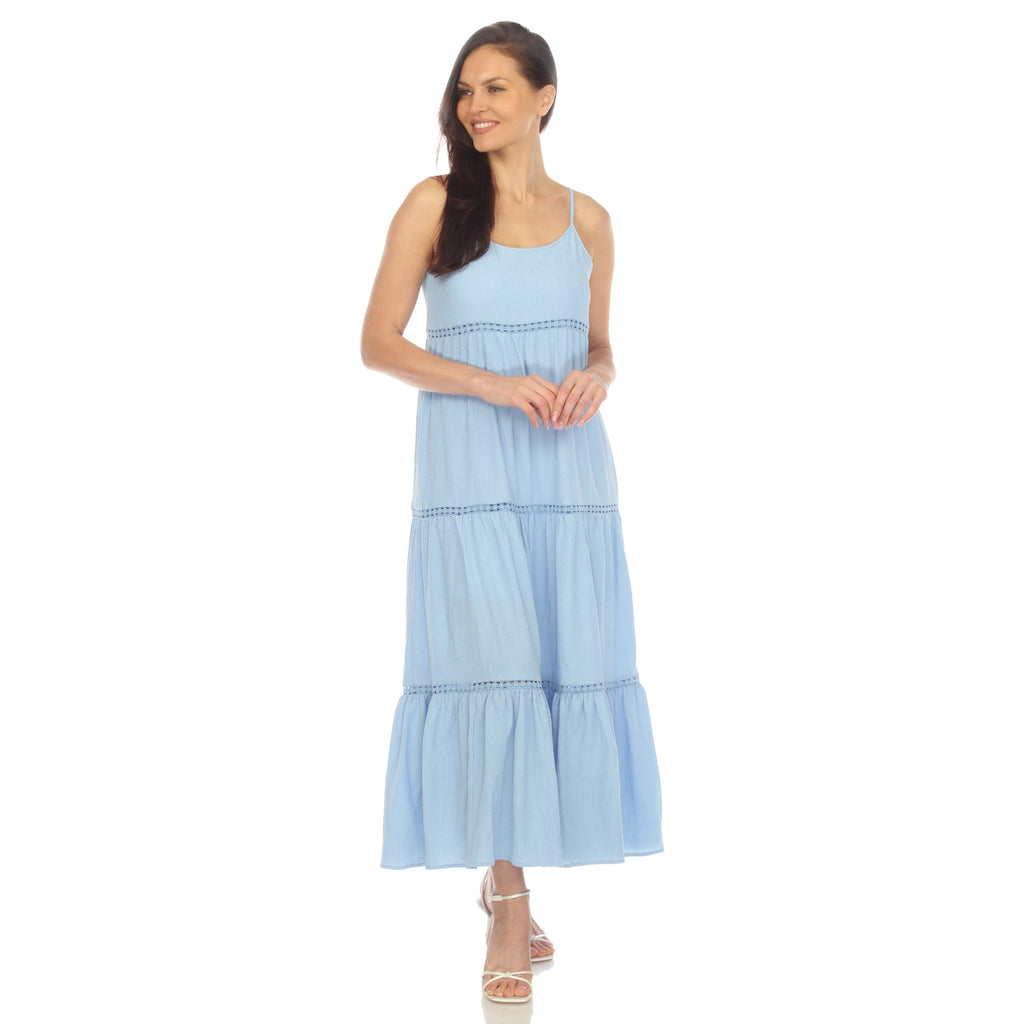 Women's Scoop Neck Tiered Maxi Dress (5 Colors Available)