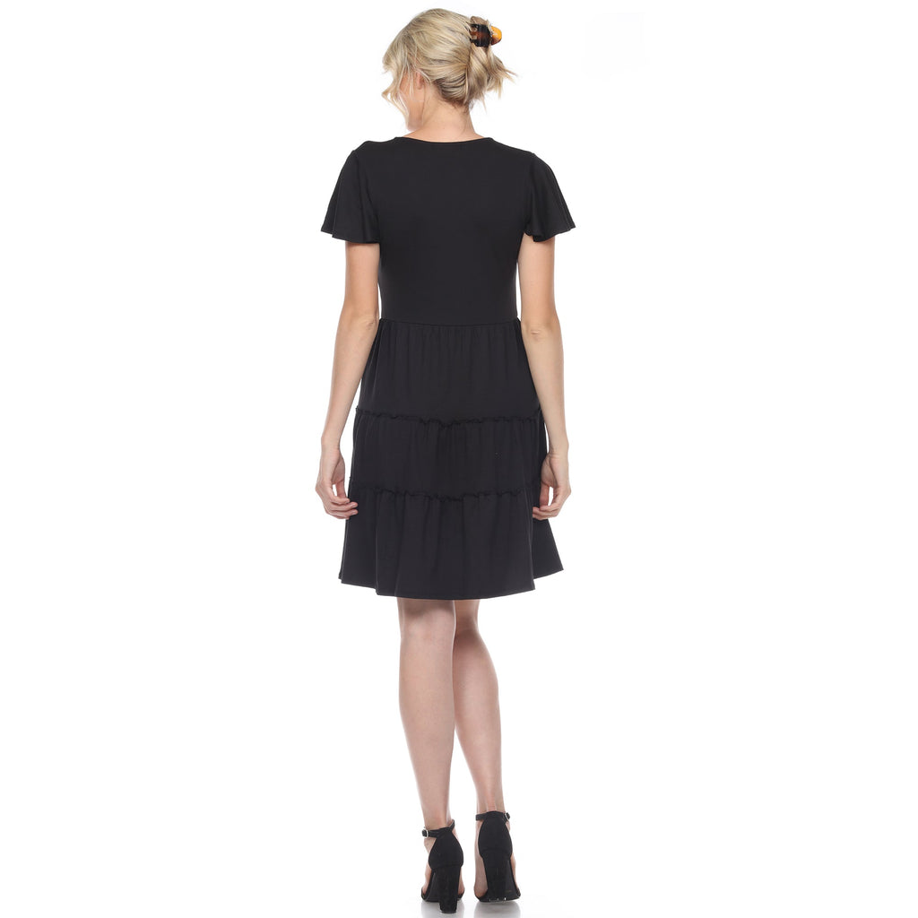 Women's Short Sleeve V-neck Tiered Dress (5 Colors Available)