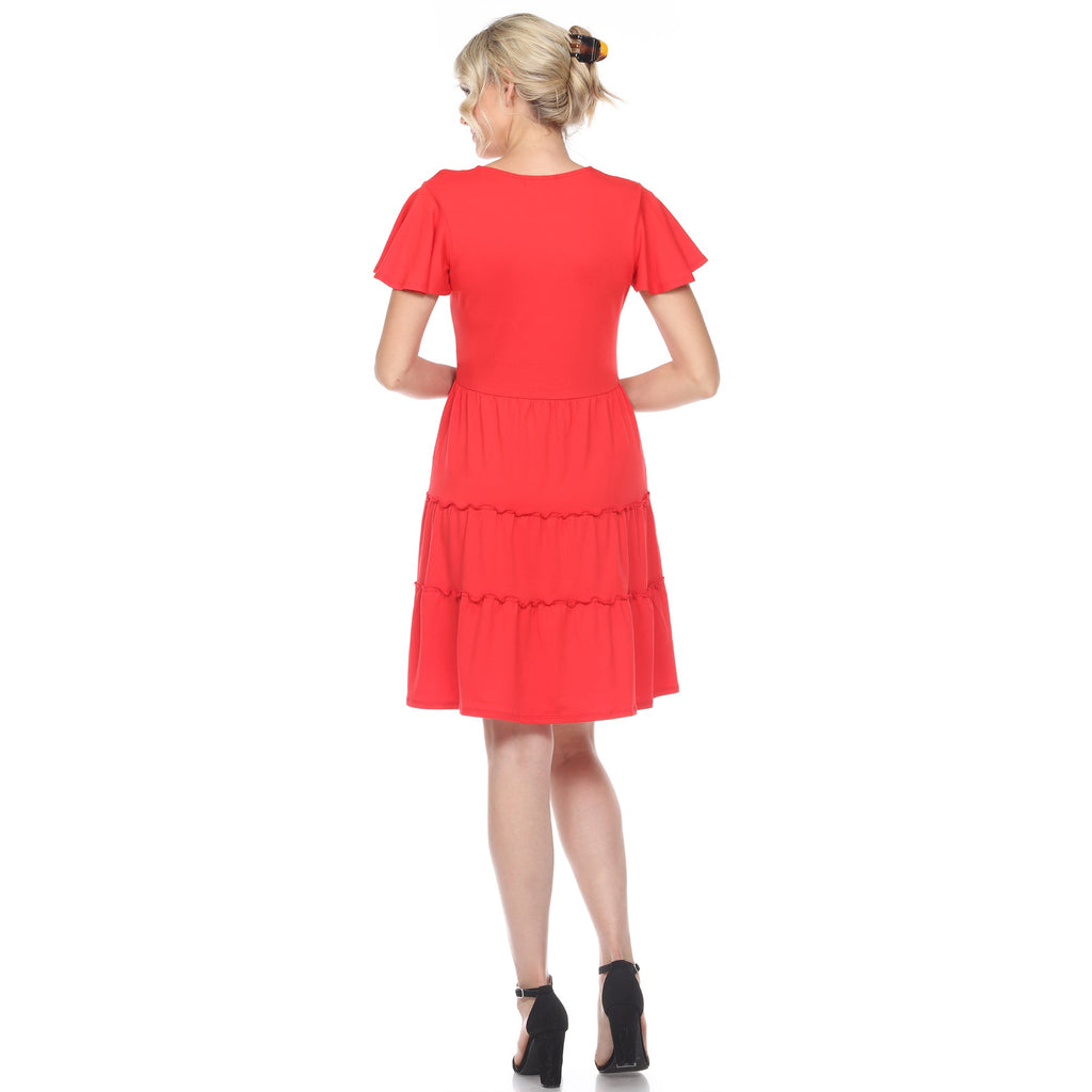 Women's Short Sleeve V-neck Tiered Dress (5 Colors Available)