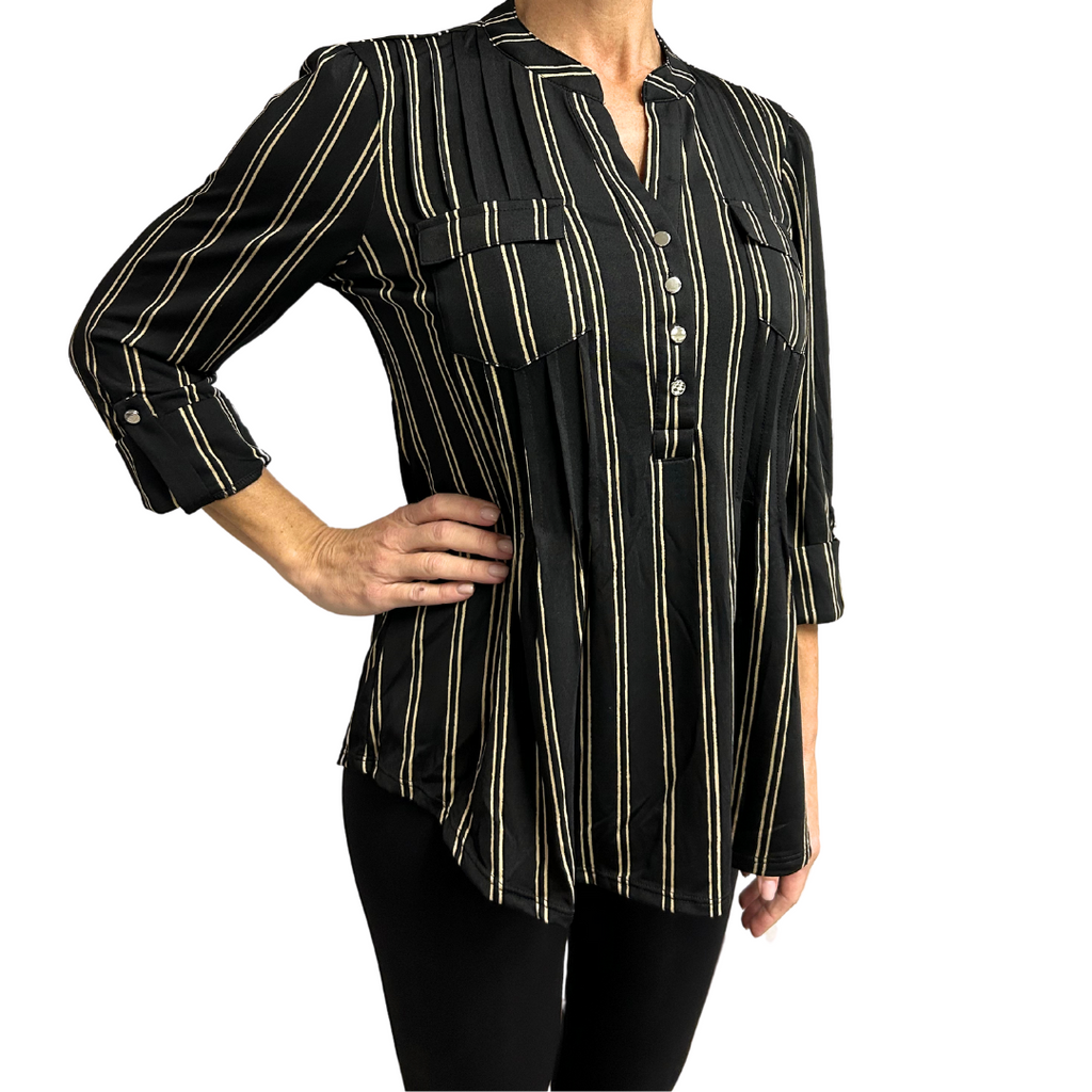 Black & Taupe Vertical Stripe Popover