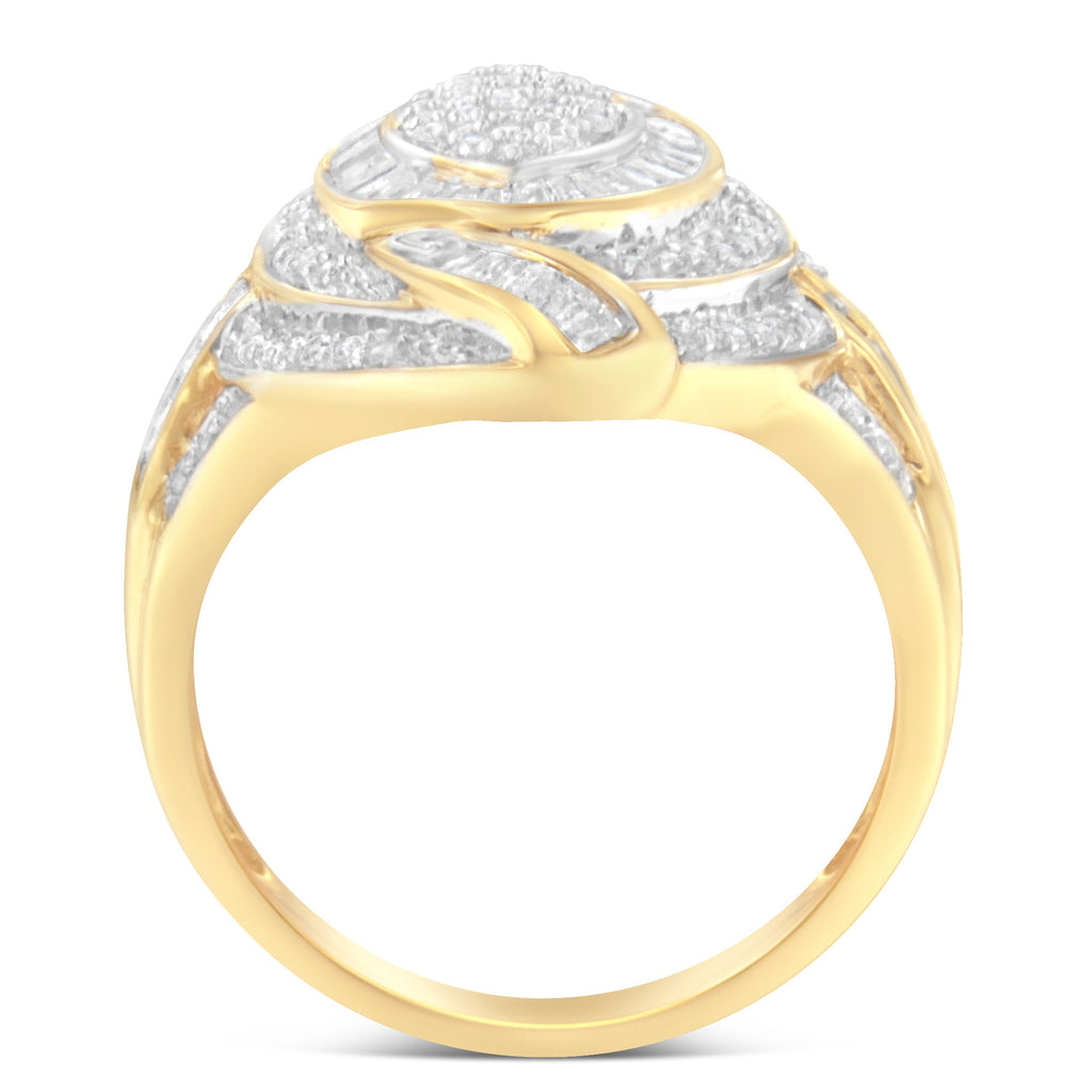 10K Yellow Gold Diamond Cocktail Ring (1 cttw, I-J Color, I2-I3 Clarity)