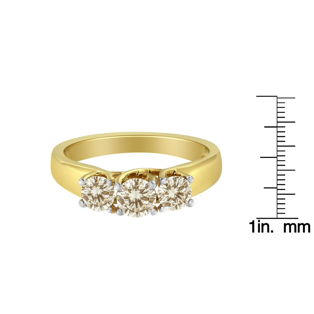 10K Yellow Gold Diamond 3-Stone Ring (1 Cttw, J-K Color, I1-I2 Clarity)