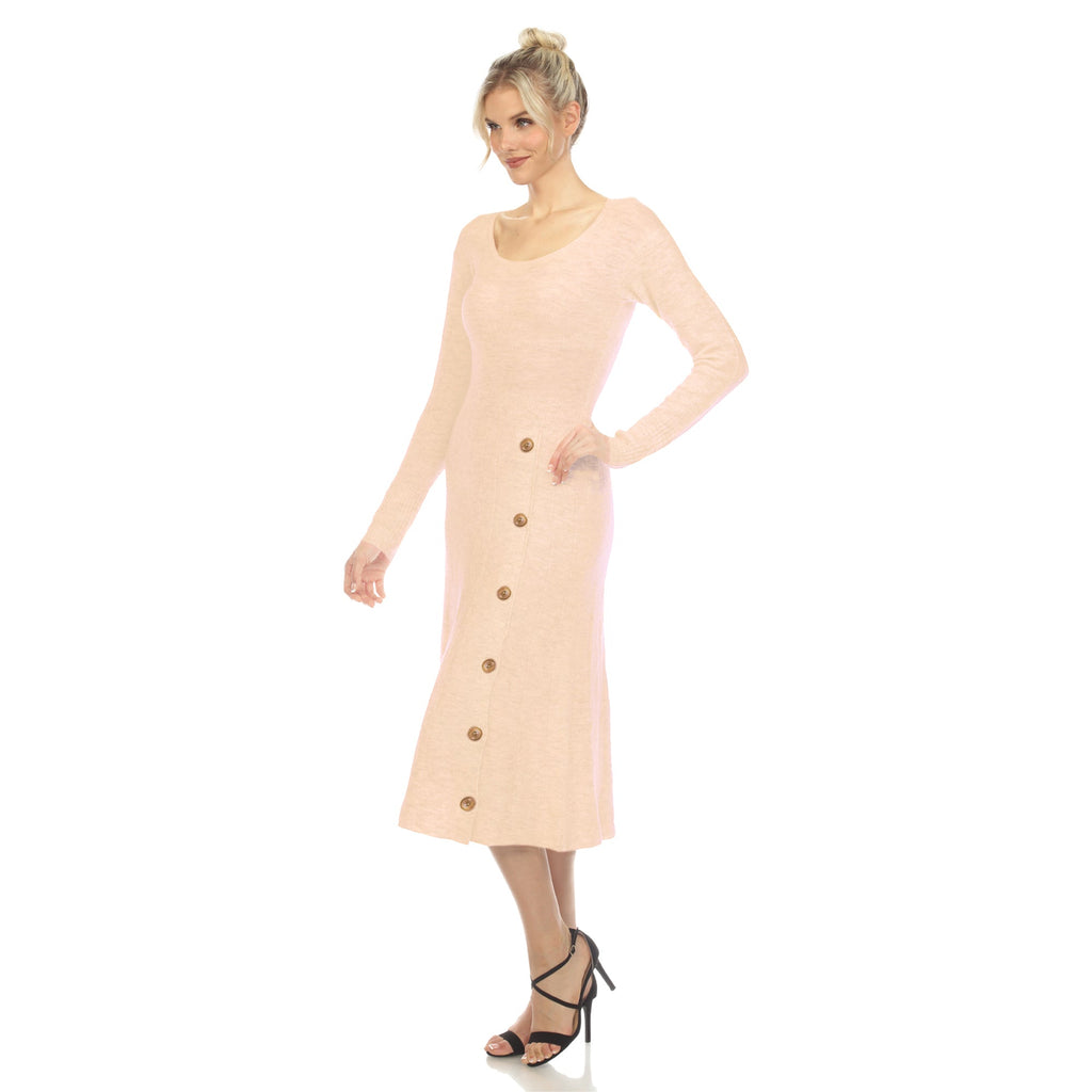 Women's Crew Neck Fit and Flare Sweater Midi Dress (4 Colors Available)