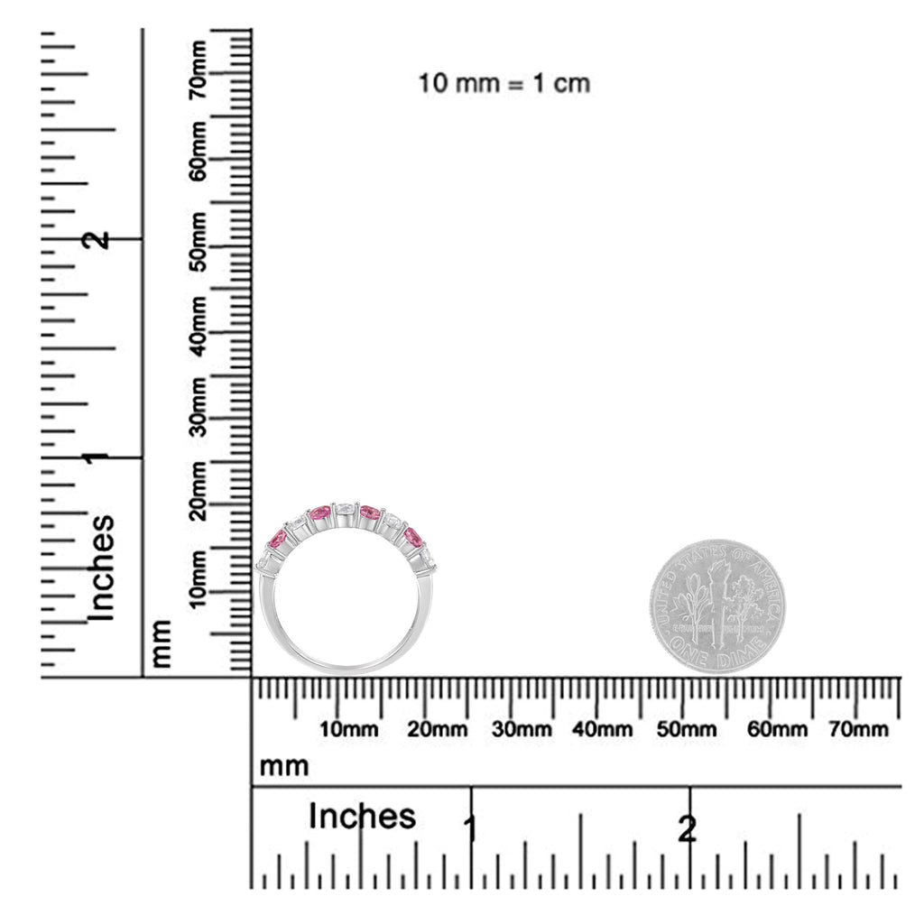 10KT White Gold Diamond and 3MM Created Gemstone Band Ring (1/2 cttw, H-I Color, I1-I2 Clarity)