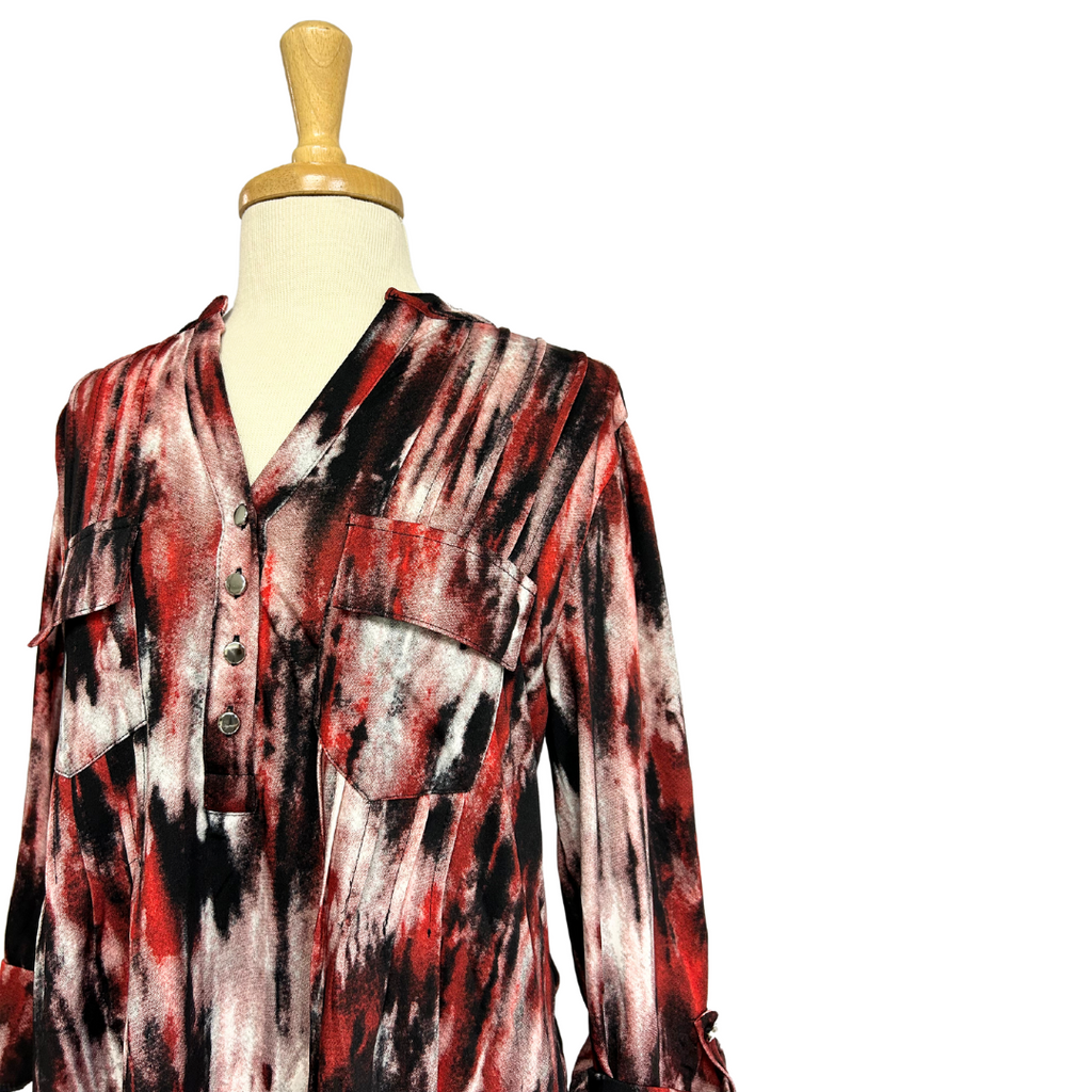 Red , Black & White Tye Dye Popover - Plus