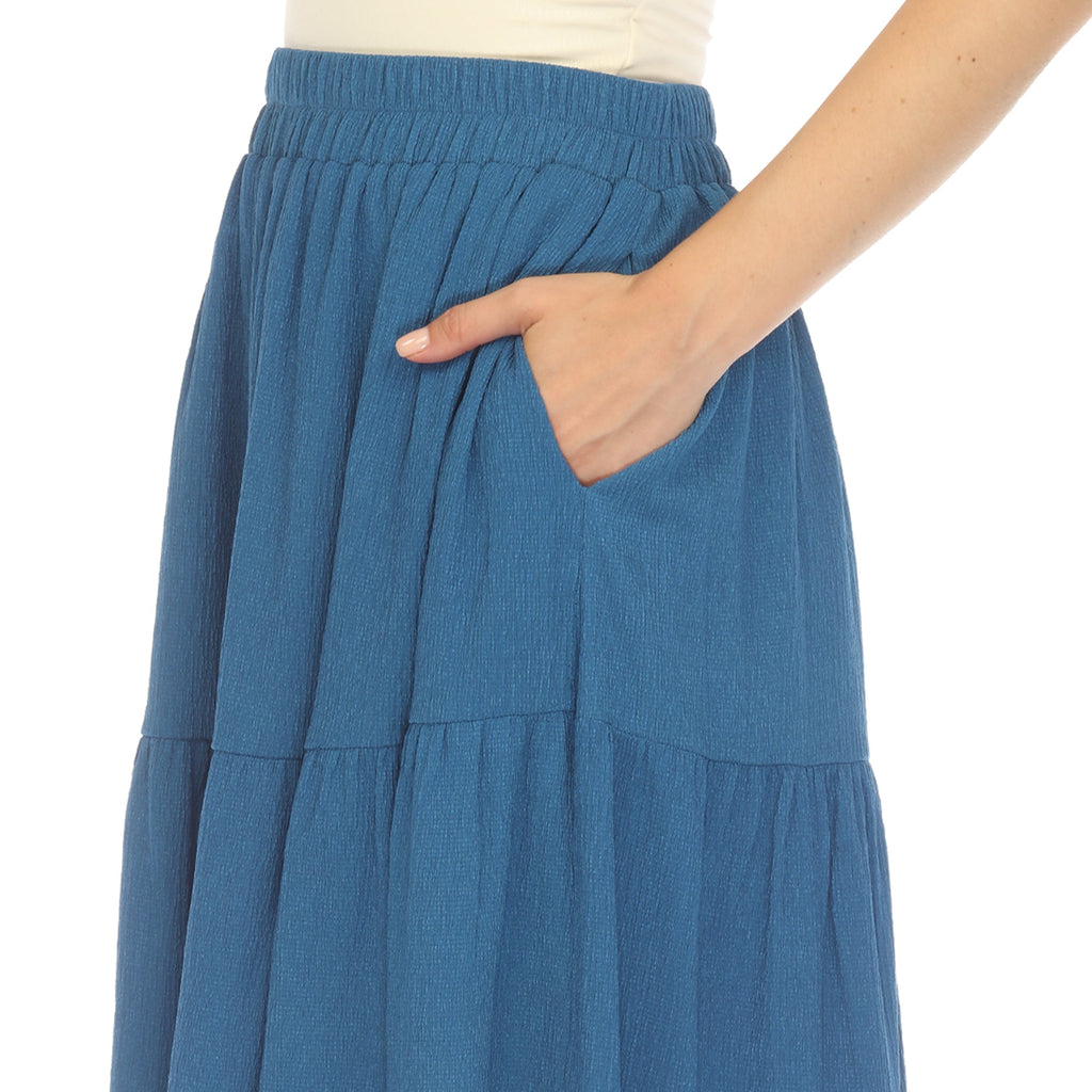 Women's Pleated Tiered Maxi Skirt