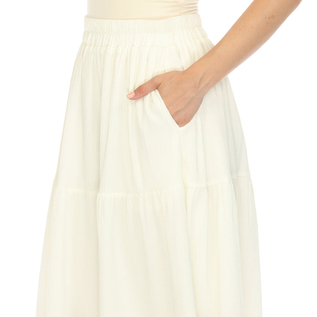 Women's Pleated Tiered Maxi Skirt