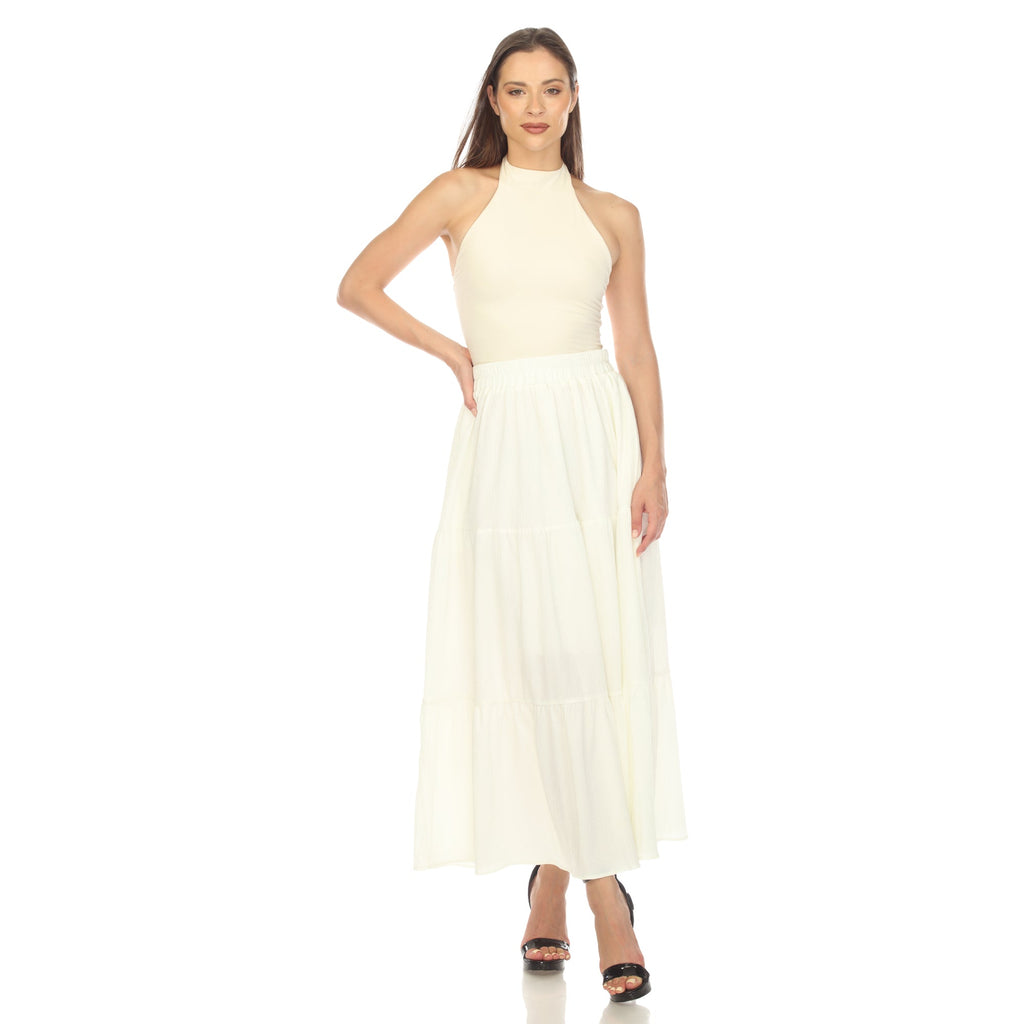 Women's Pleated Tiered Maxi Skirt