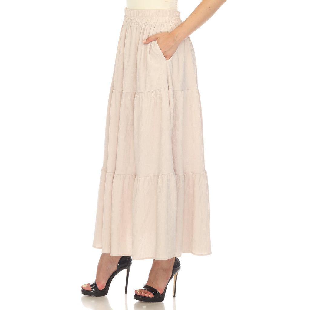 Women's Pleated Tiered Maxi Skirt