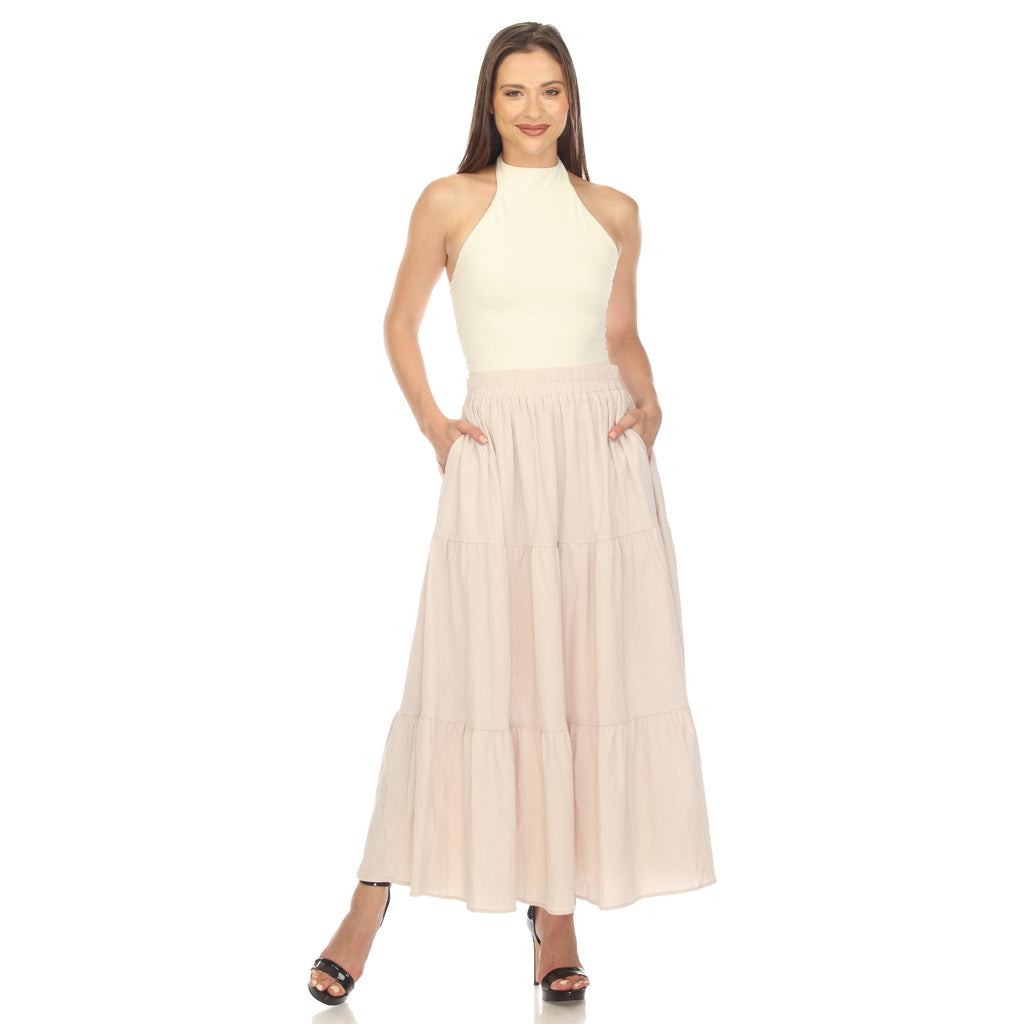 Women's Pleated Tiered Maxi Skirt