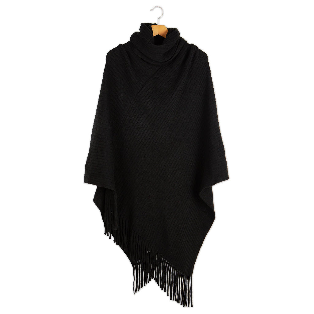 Riley Asymmetrical Knit Turtleneck Poncho