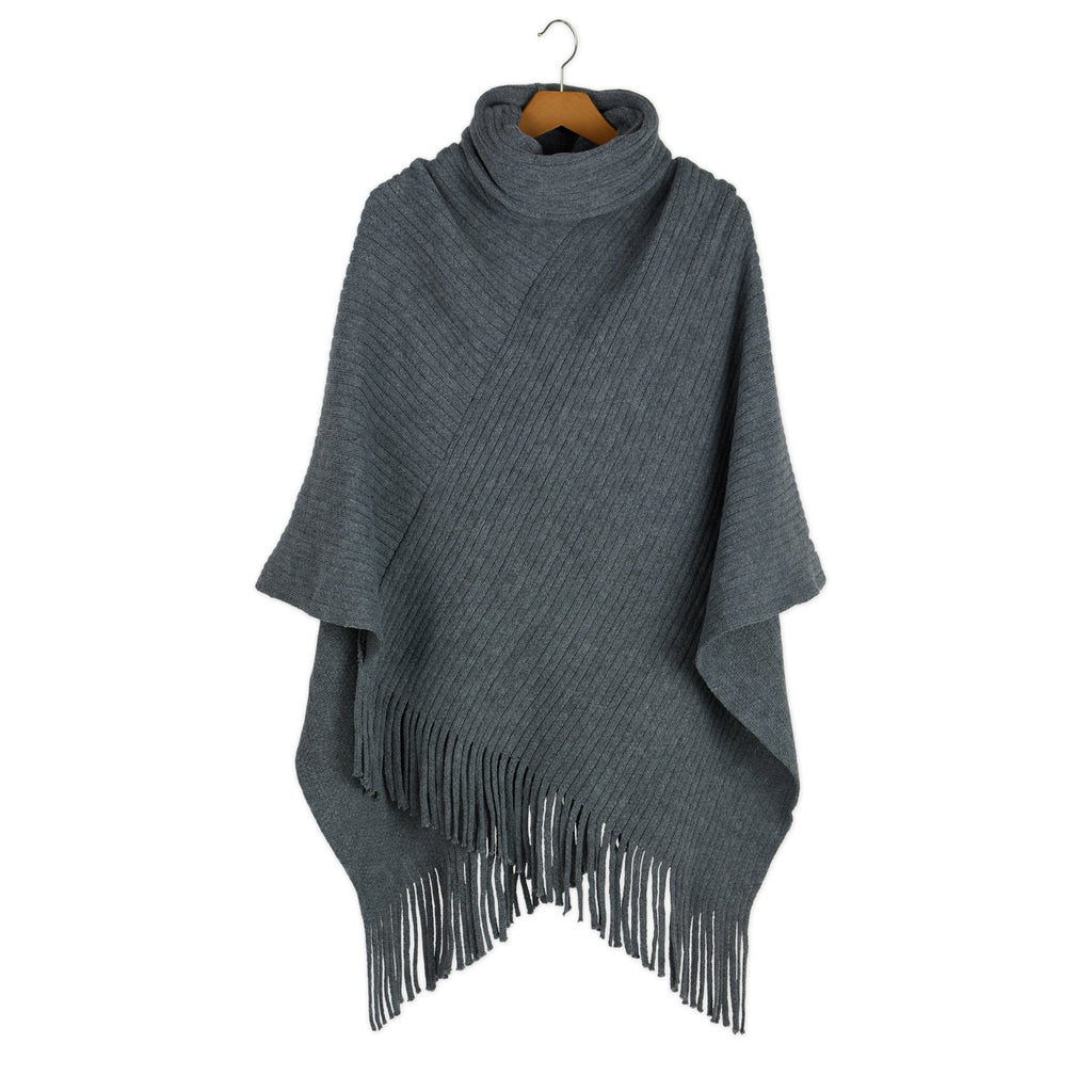 Riley Asymmetrical Knit Turtleneck Poncho