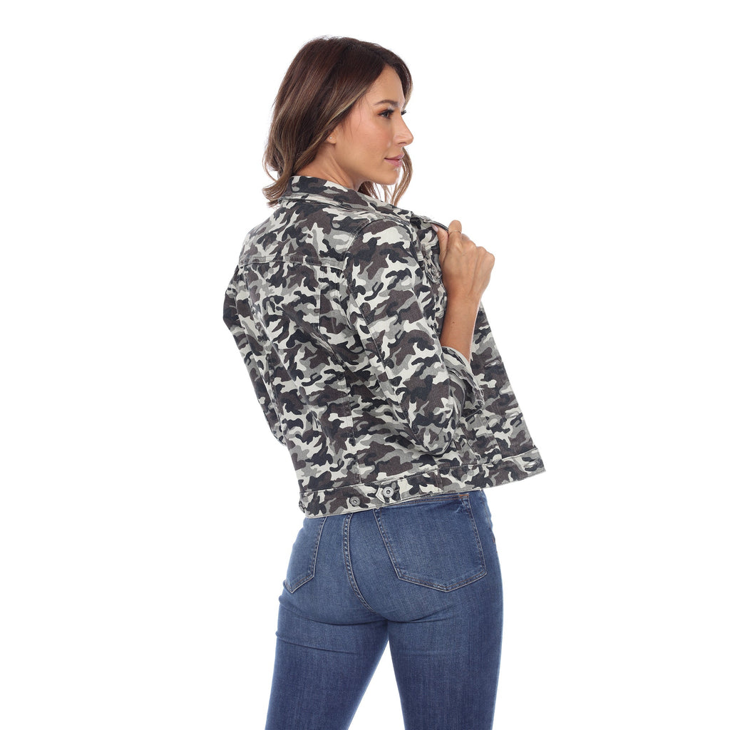 White Mark Women's Camo Denim Jacket