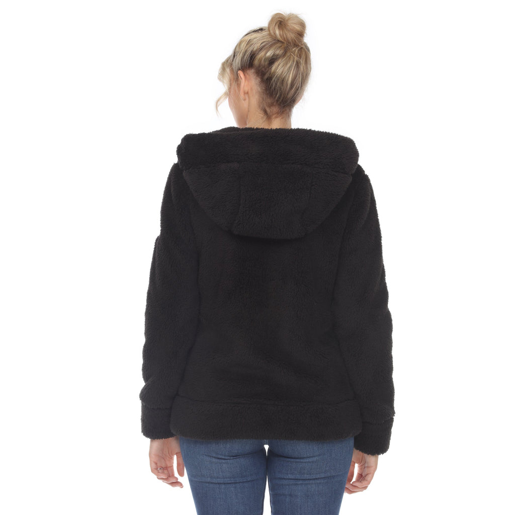 White Mark Women's Hooded Sherpa Jacket