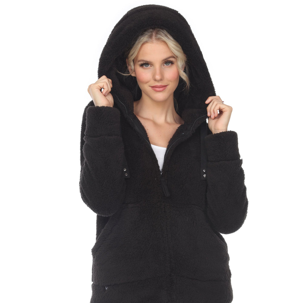 White Mark Women's Hooded Sherpa Jacket