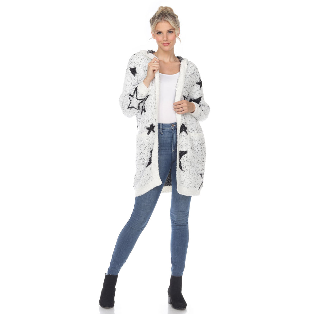 White Mark Women's Hooded Open Front Sherpa Coat