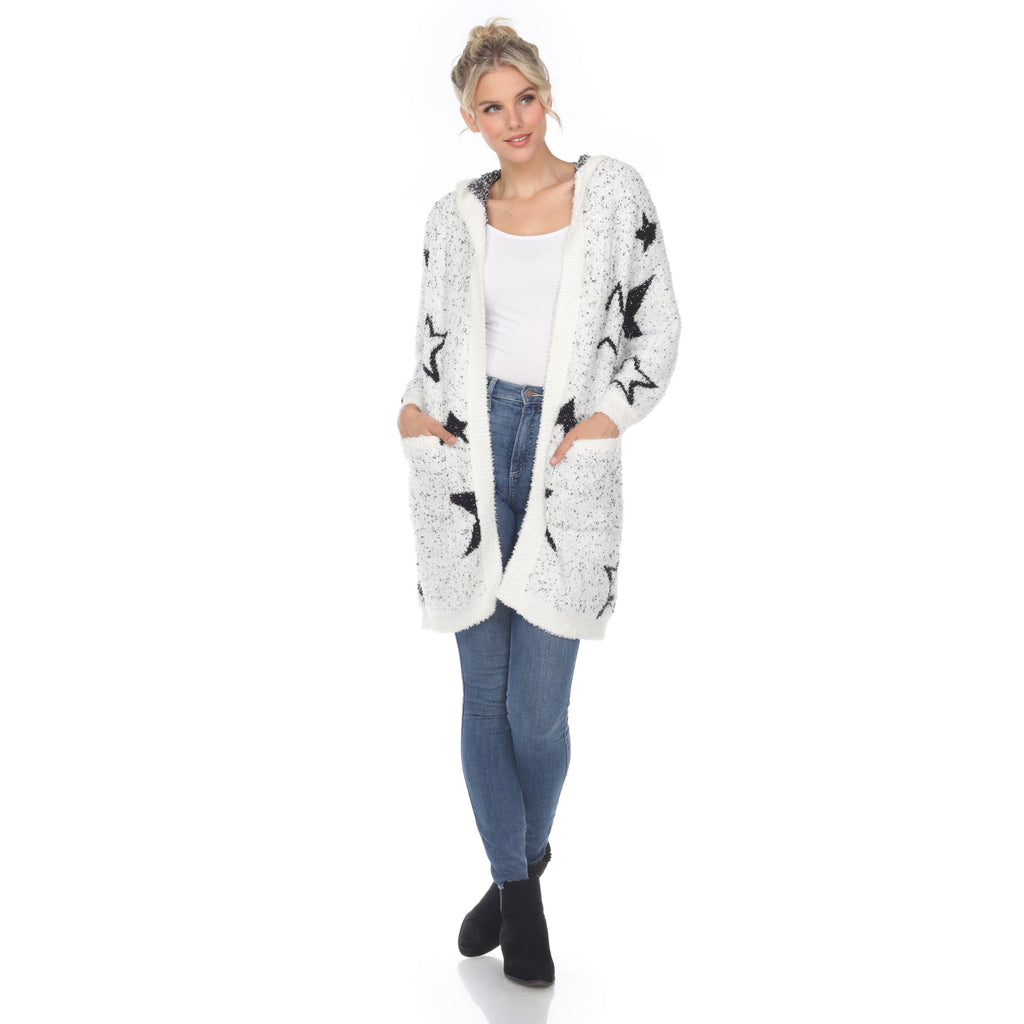 White Mark Women's Hooded Open Front Sherpa Coat