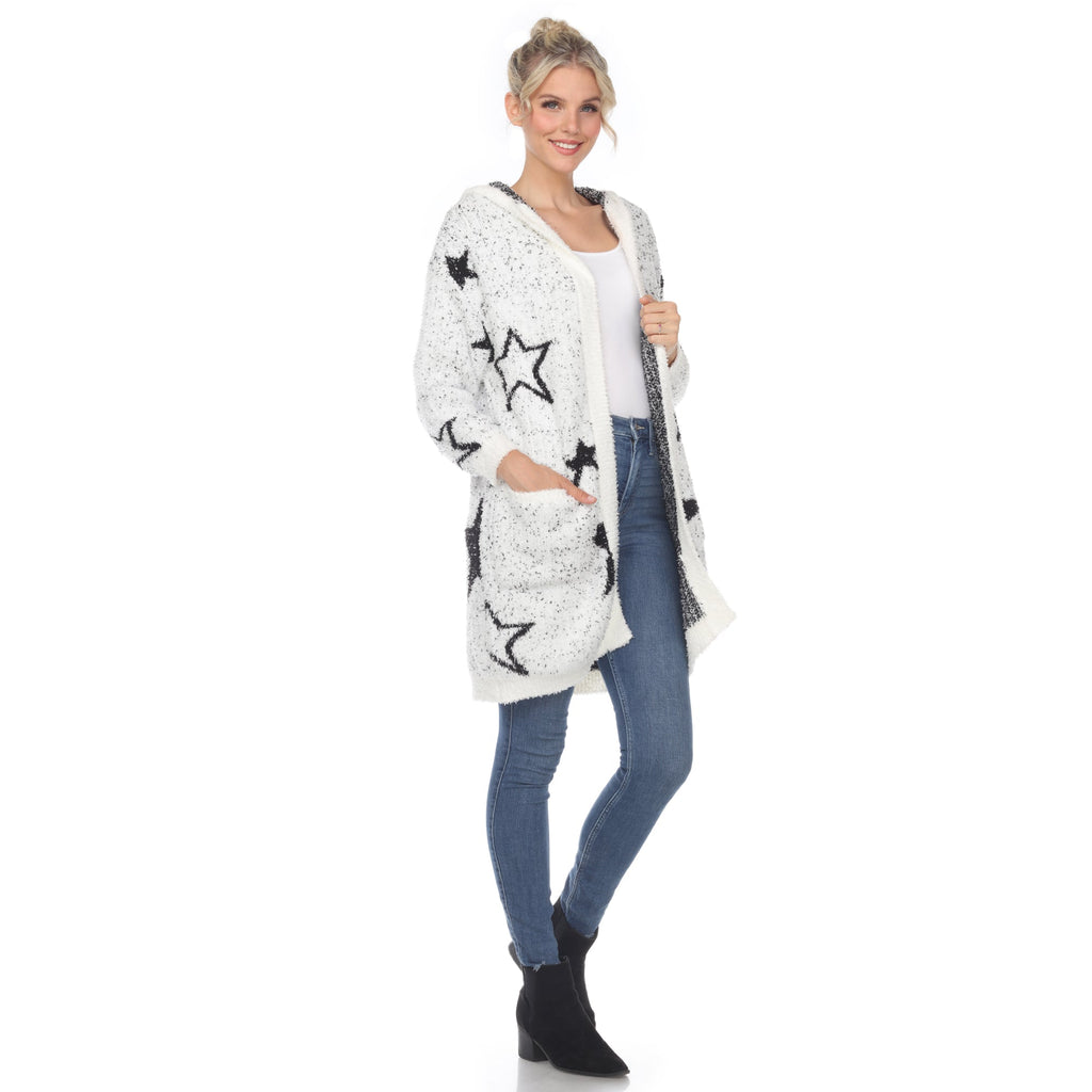 White Mark Women's Hooded Open Front Sherpa Coat