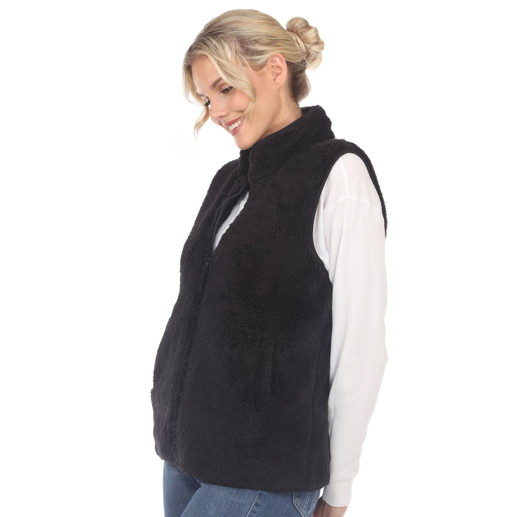 White Mark Women's Zip-Up Sherpa Vest