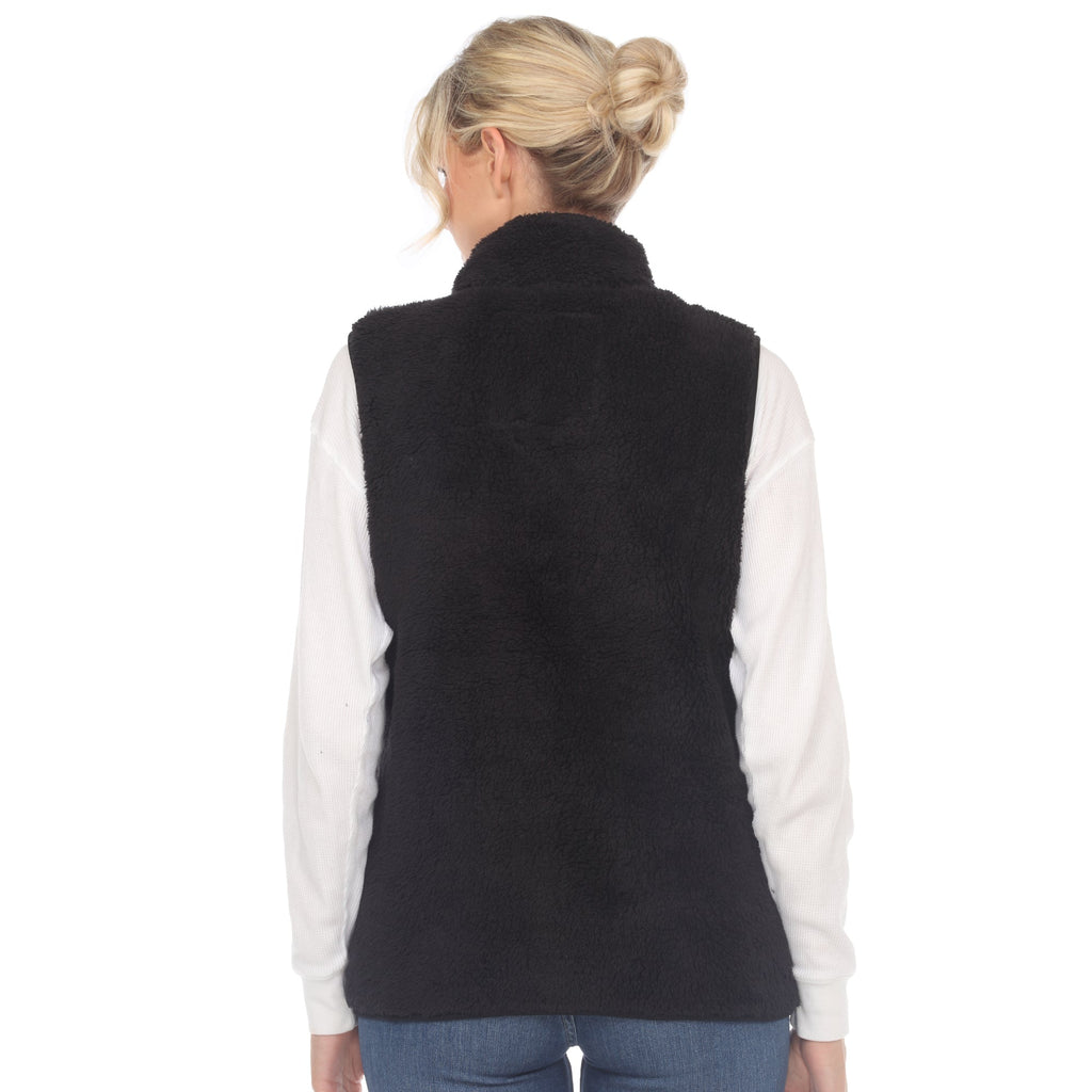 White Mark Women's Zip-Up Sherpa Vest