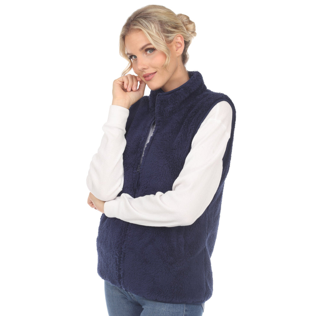 White Mark Women's Zip-Up Sherpa Vest