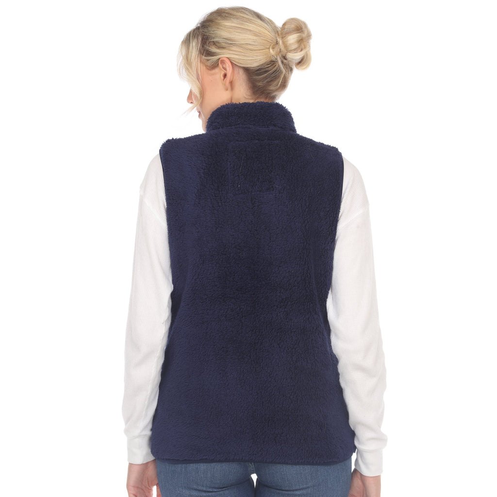 White Mark Women's Zip-Up Sherpa Vest