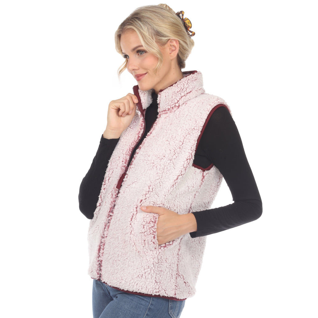 White Mark Women's Zip-Up Sherpa Vest