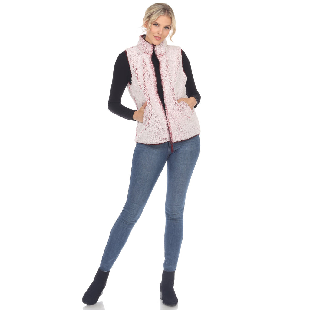 White Mark Women's Zip-Up Sherpa Vest