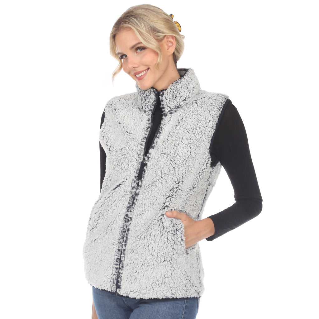 White Mark Women's Zip-Up Sherpa Vest