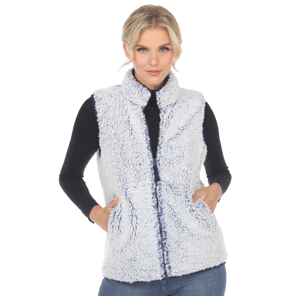 White Mark Women's Zip-Up Sherpa Vest