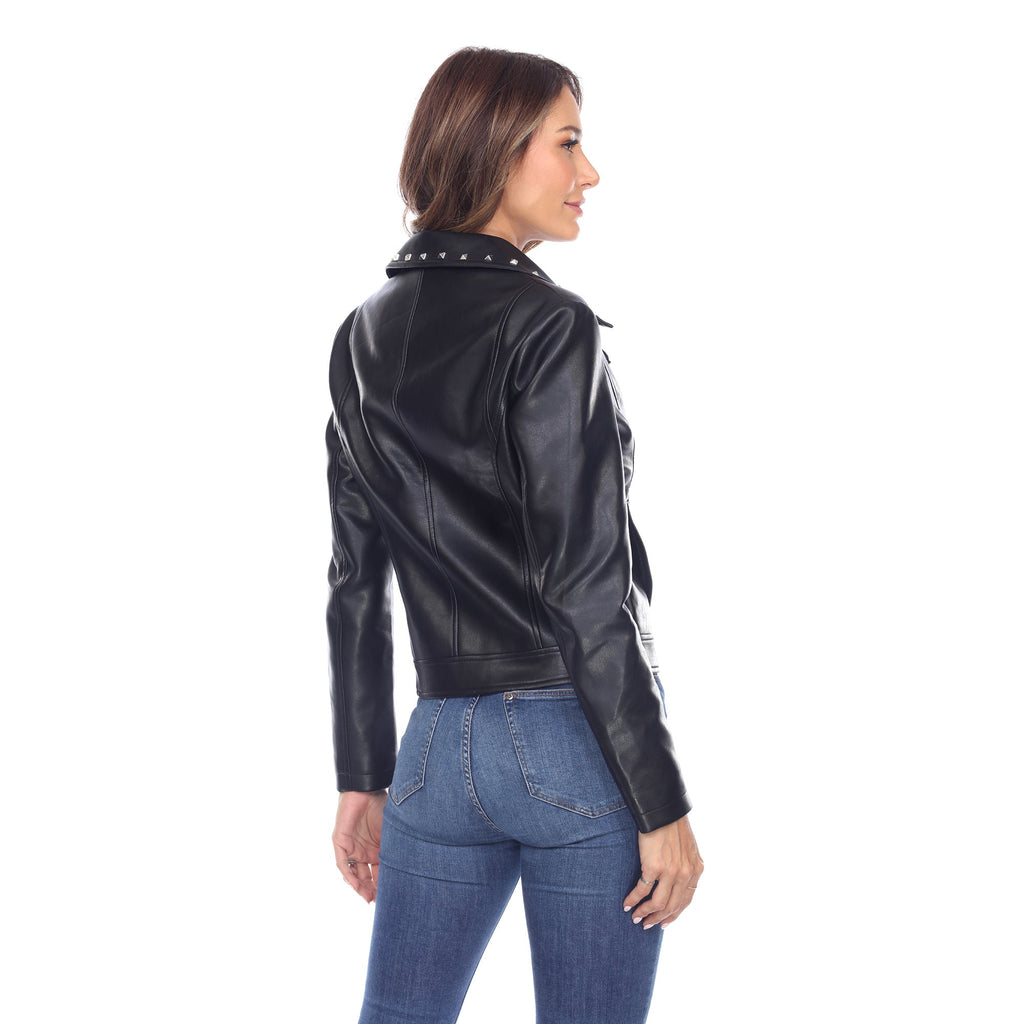 White Mark Women's PU Faux Leather Jacket