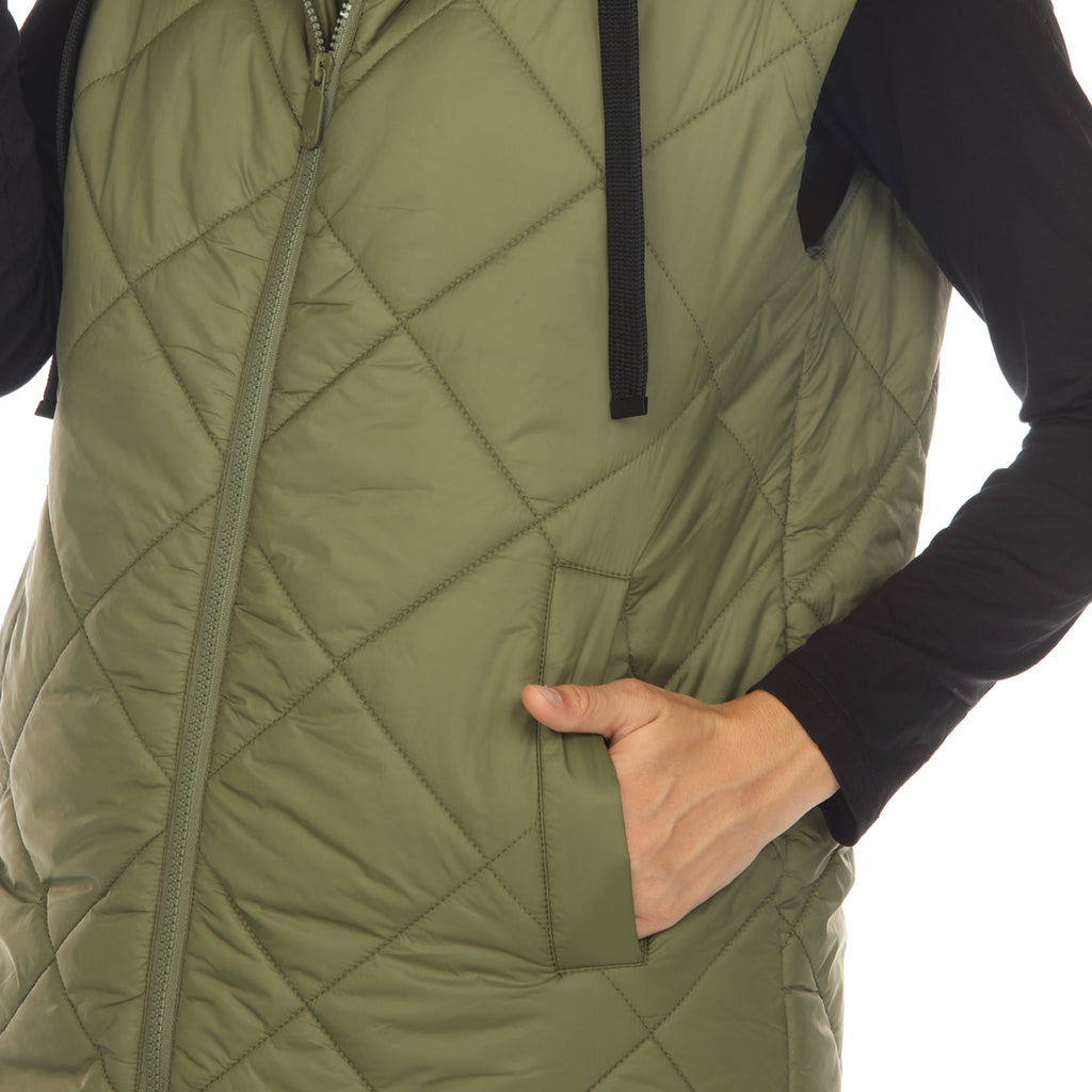 White Mark Women's Diamond Quilted Hooded Puffer Vest