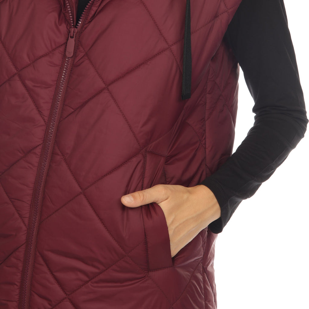 White Mark Women's Diamond Quilted Hooded Puffer Vest