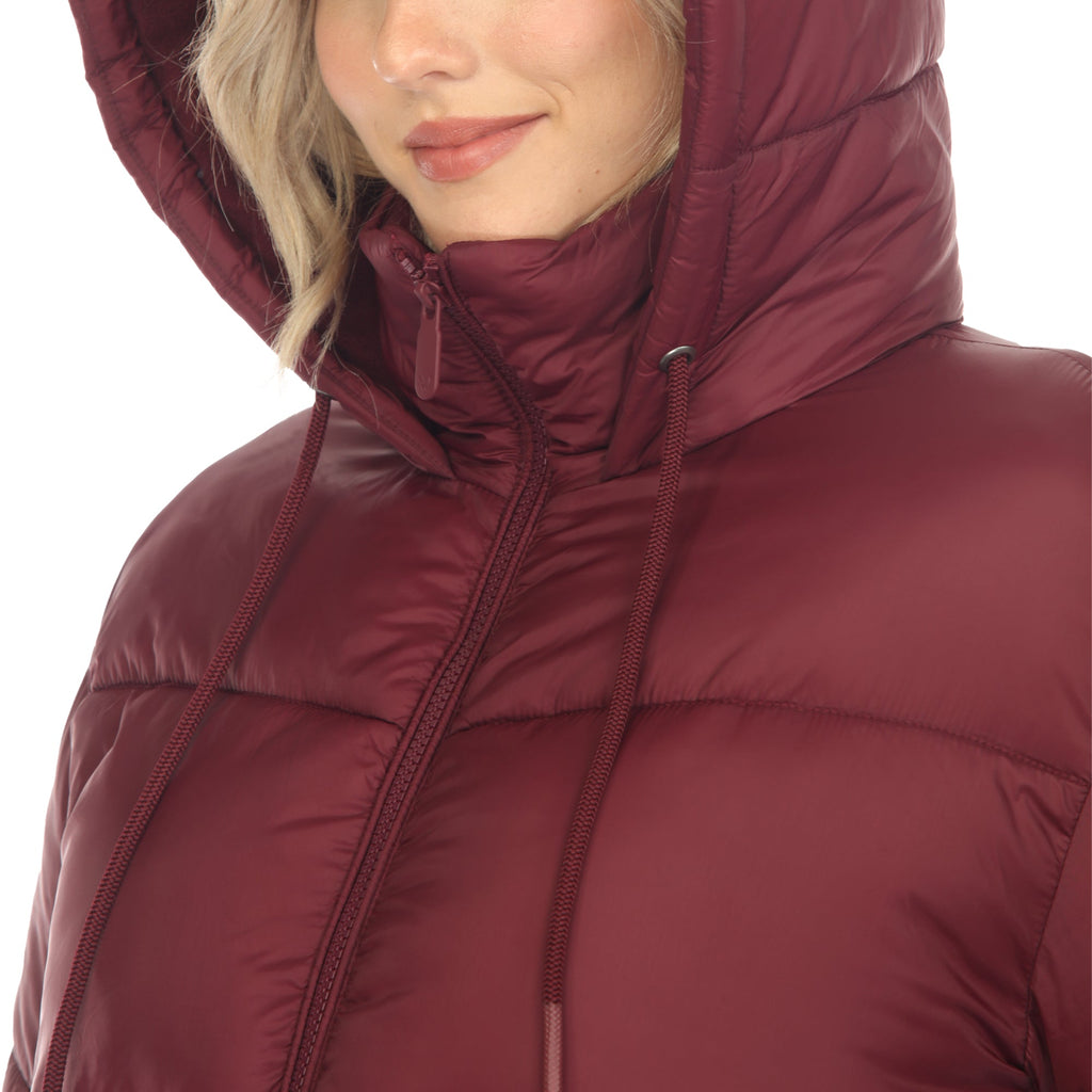 White Mark Women's Full Front Zip Hooded Bomber Puffer Jacket