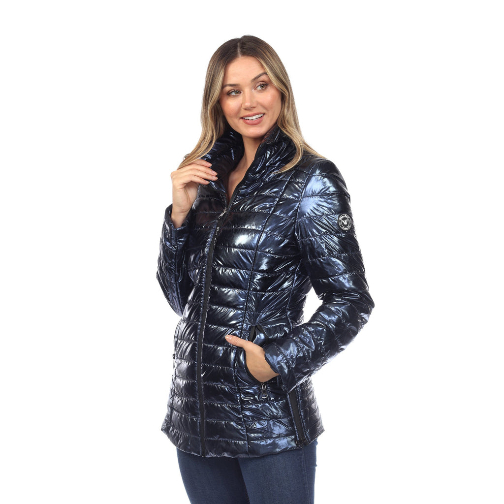 White Mark Women's Metallic Puffer Coat