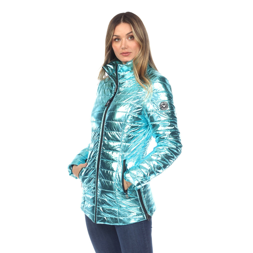 White Mark Women's Metallic Puffer Coat