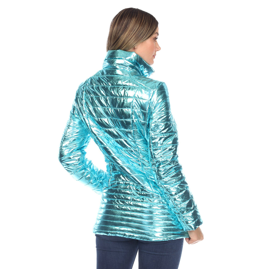 White Mark Women's Metallic Puffer Coat