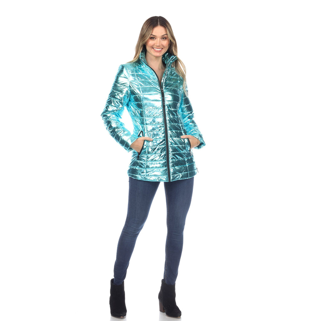 White Mark Women's Metallic Puffer Coat