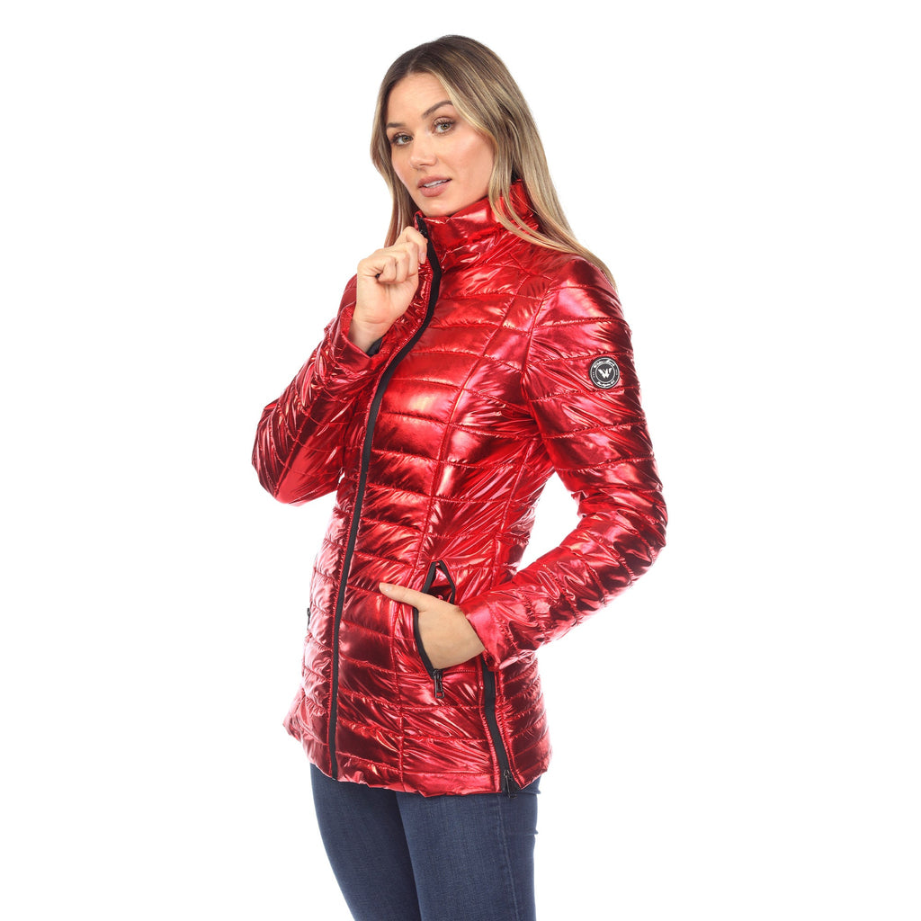 White Mark Women's Metallic Puffer Coat