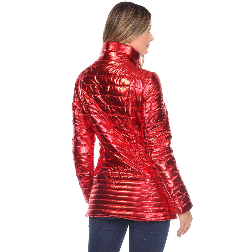 White Mark Women's Metallic Puffer Coat