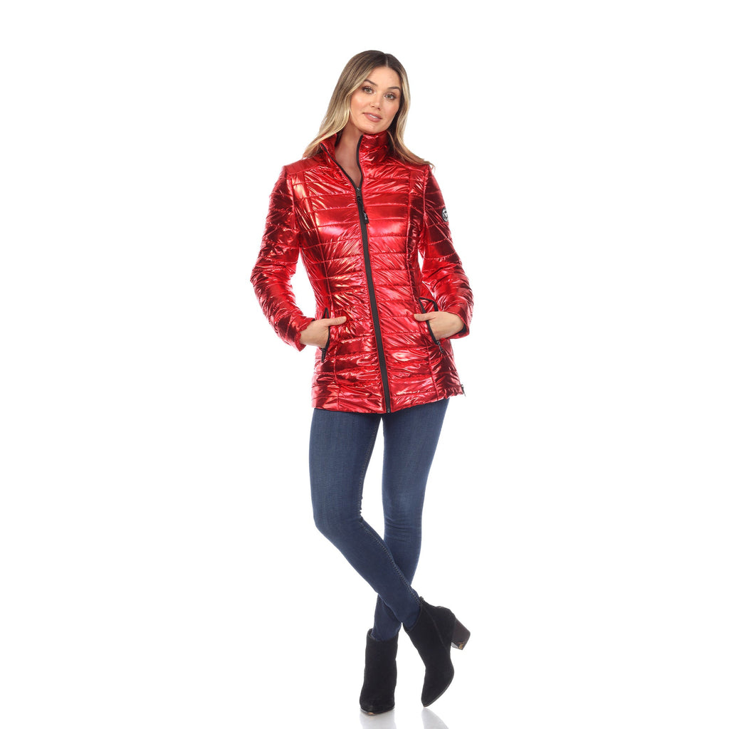 White Mark Women's Metallic Puffer Coat