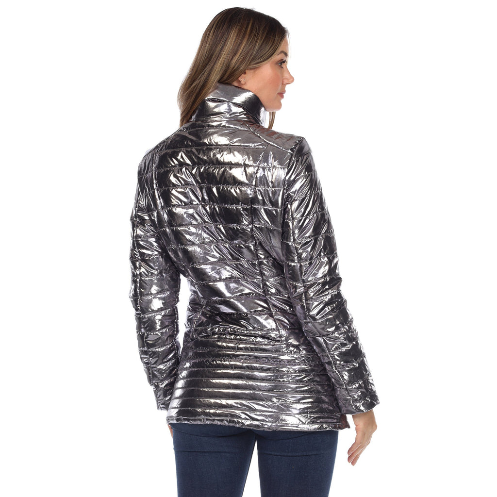 White Mark Women's Metallic Puffer Coat